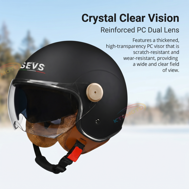 Retro 3/4 open-face motorcycle helmet with dual visors- I71