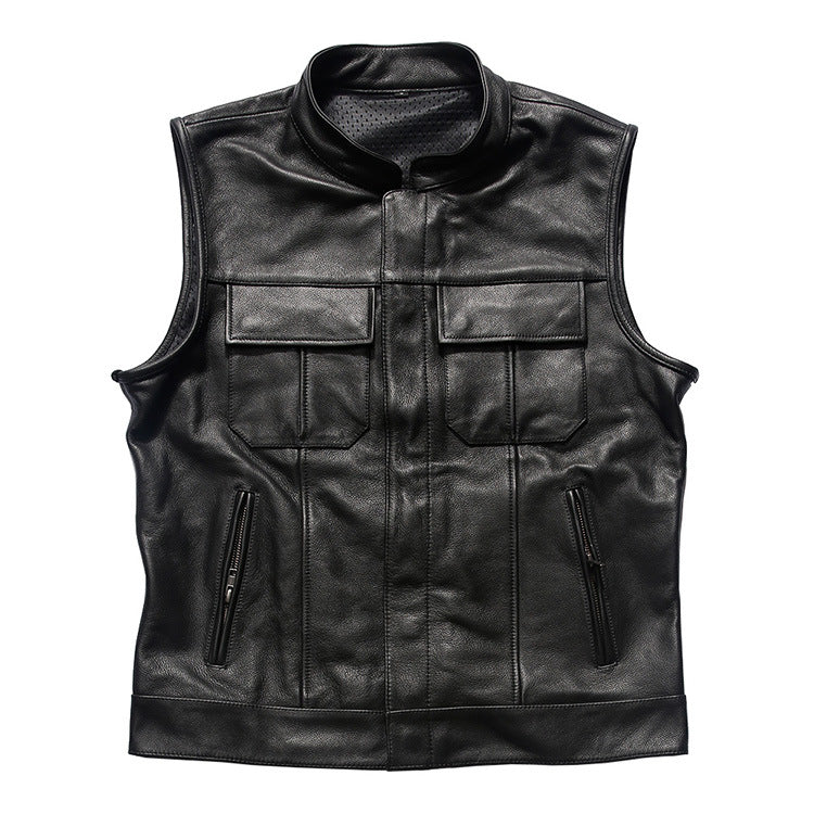 Harley vest sons of anarchy top layer cowhide motorcycle vest