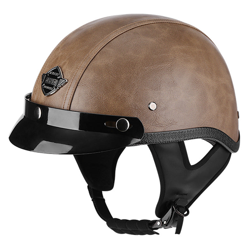 Vintage Handmade PU Leather Half-Helmet-I249