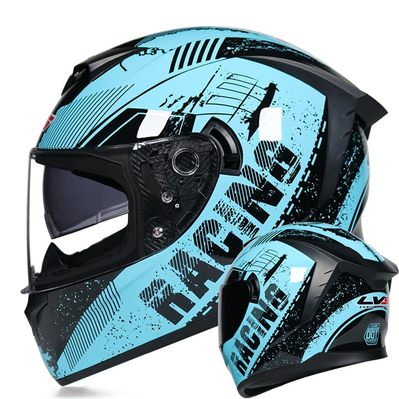Gold-finish full-face motorcycle helmet with dual visors-I207