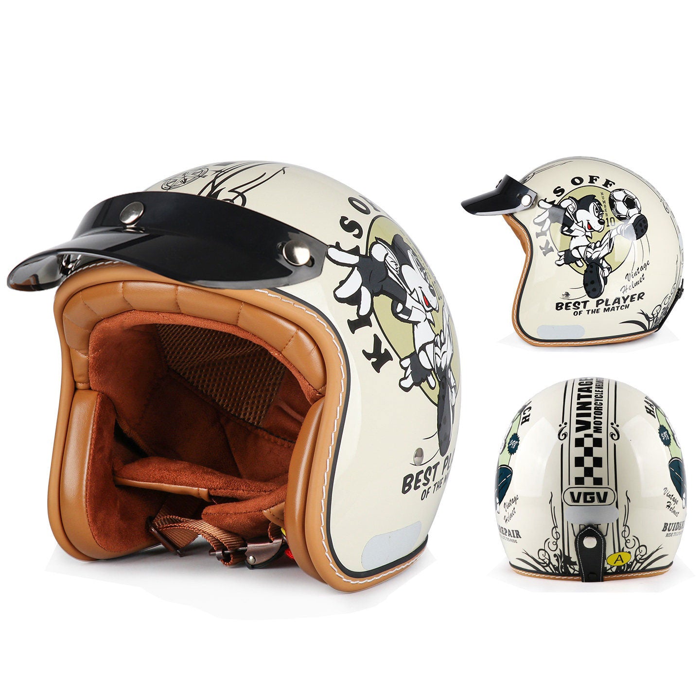 DOT Motorcycle Helmet 3/4 Half Helmet-I17