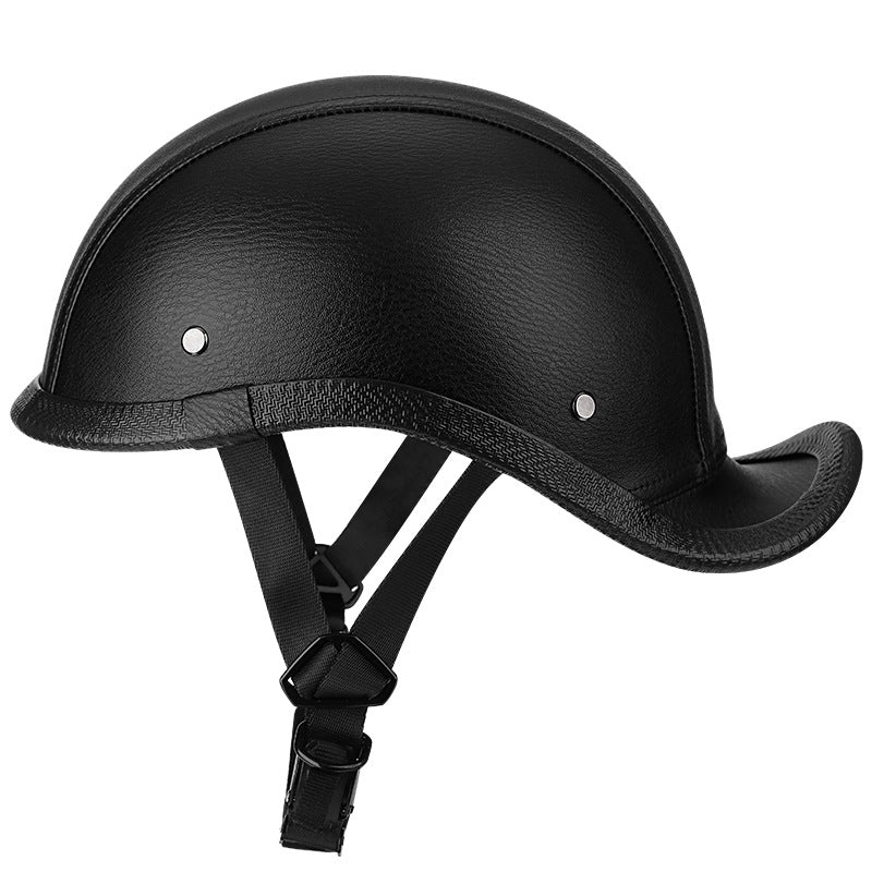 Retro leather baseball cap style cruiser helmet-I49