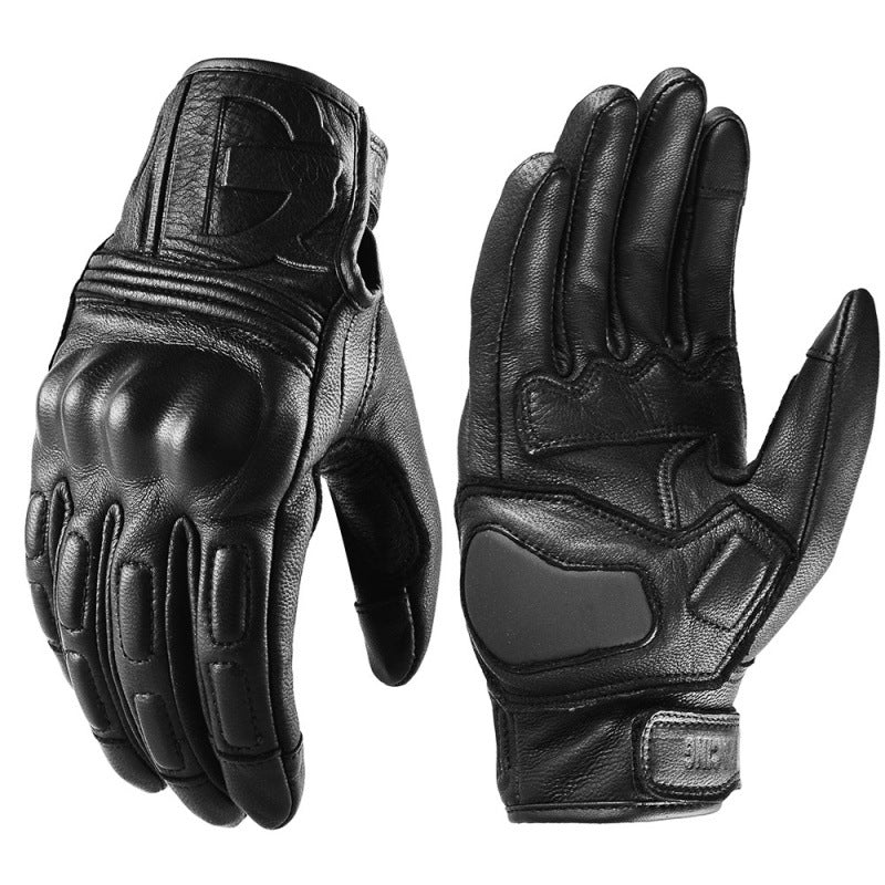 Genuine leather retro motorcycle riding gloves-G89