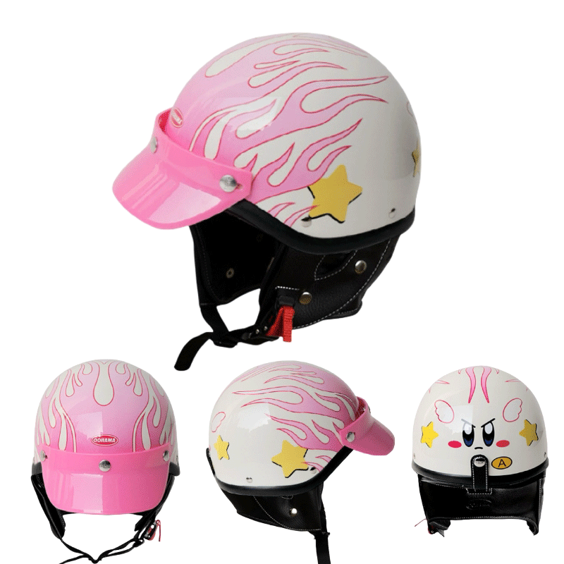 Retro Kirby Pink Helmet-I39