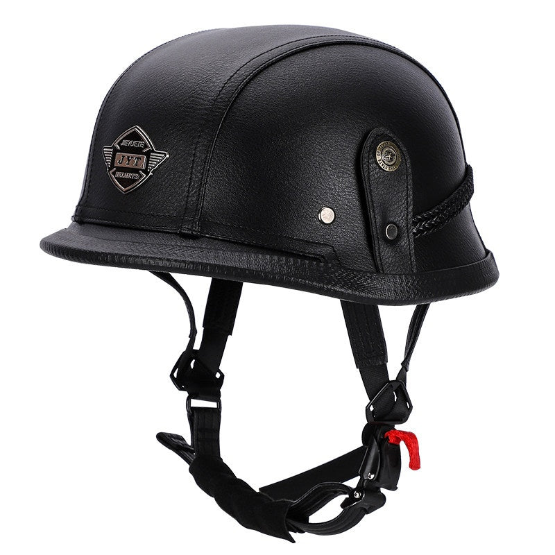 Retro leather cruiser motorcycle half helmet- I15