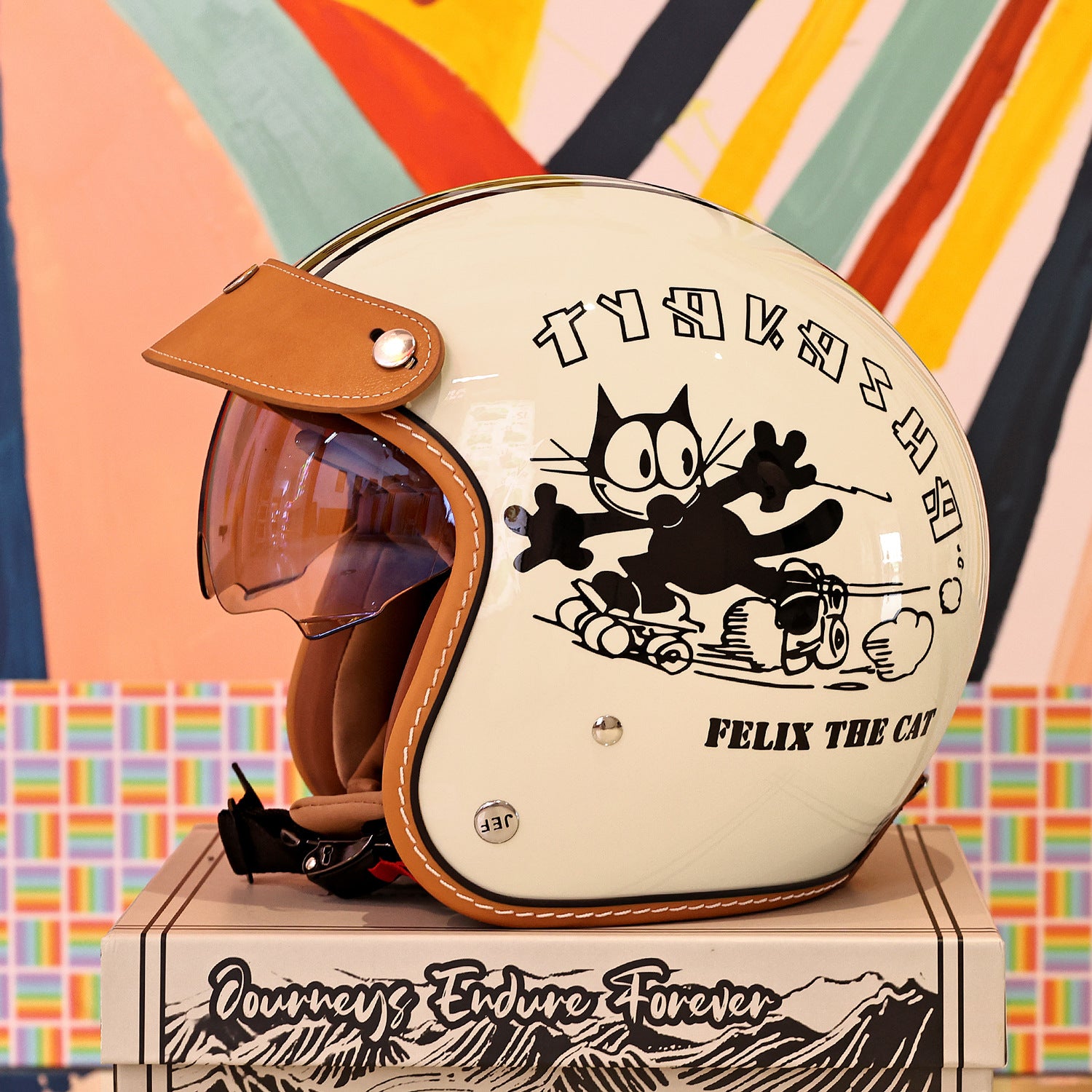 Retro floral graffiti motorcycle helmet-I54