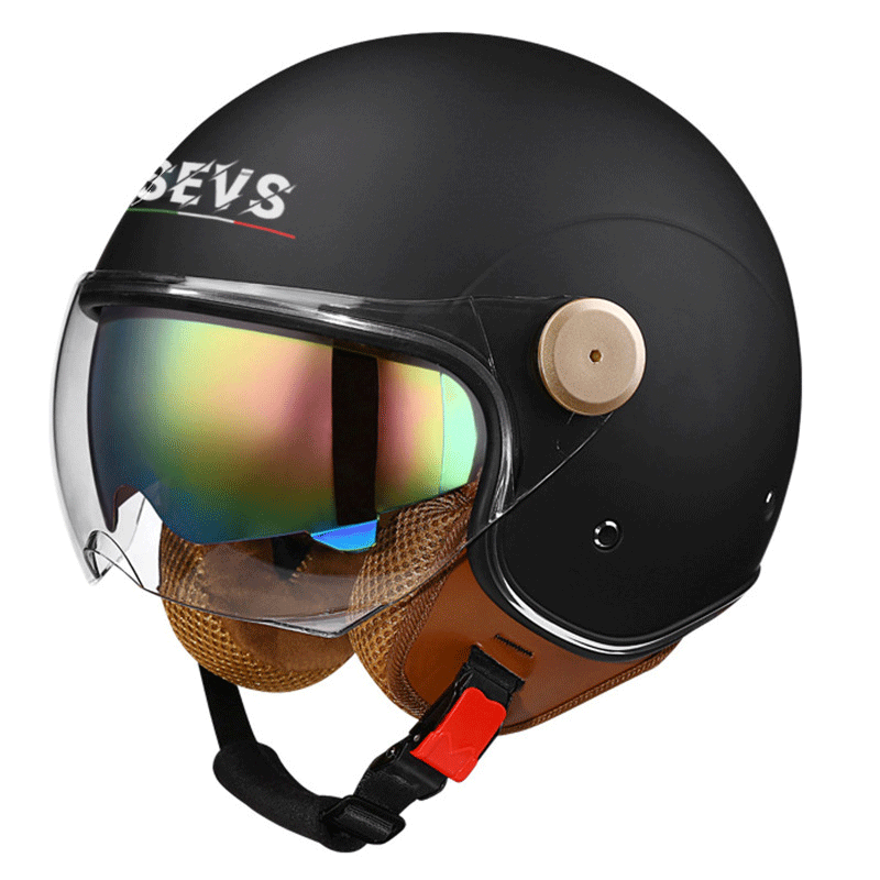 Retro 3/4 open-face motorcycle helmet with dual visors- I71