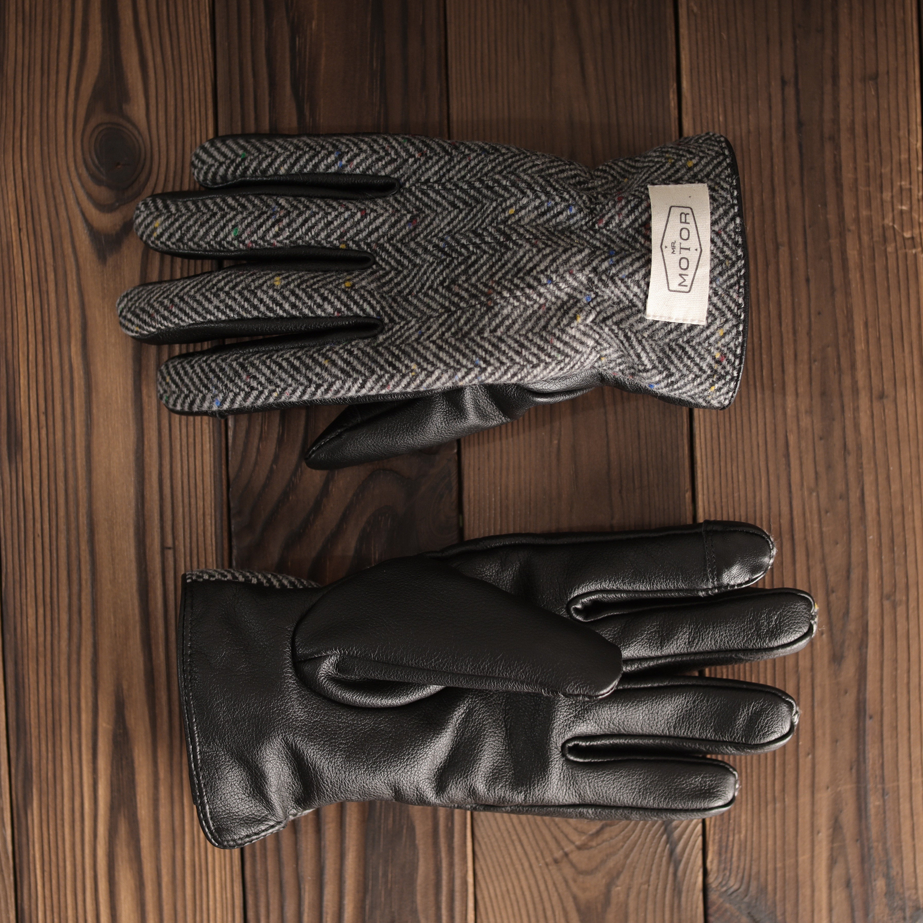 Retro Genuine Leather Patchwork Long Biker Gloves-G51