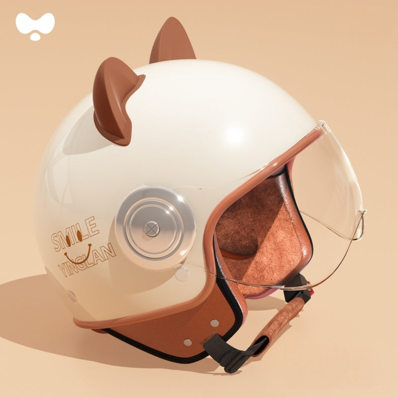 Cute cat ear three-quarter helmet for kids-I80