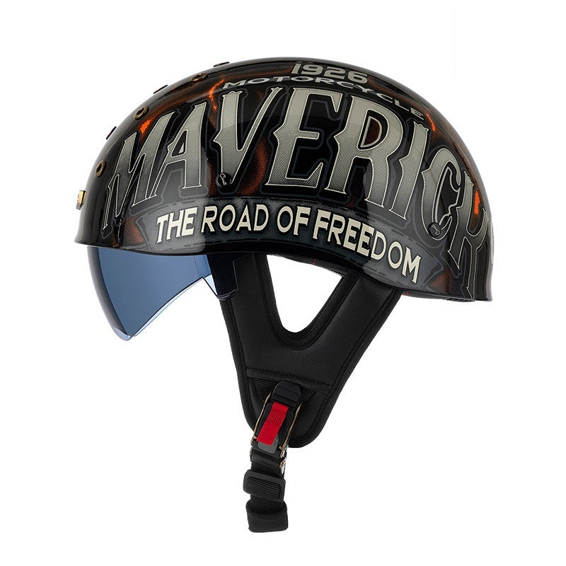 KTVMOTO Retro Skull Half Helmet with Visor for Motorcycle Riders- I28