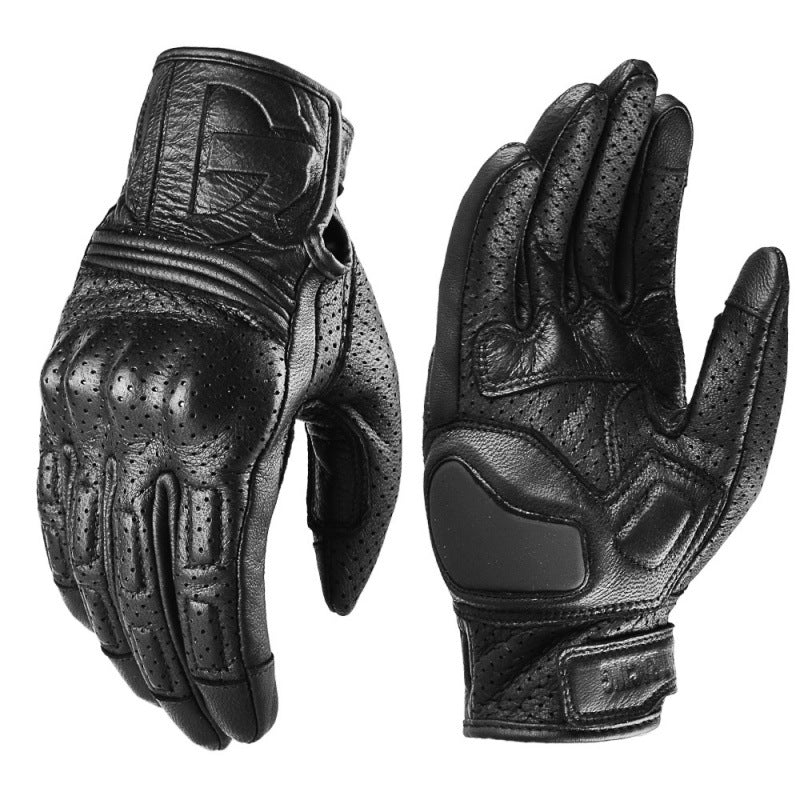 Genuine leather retro motorcycle riding gloves-G89