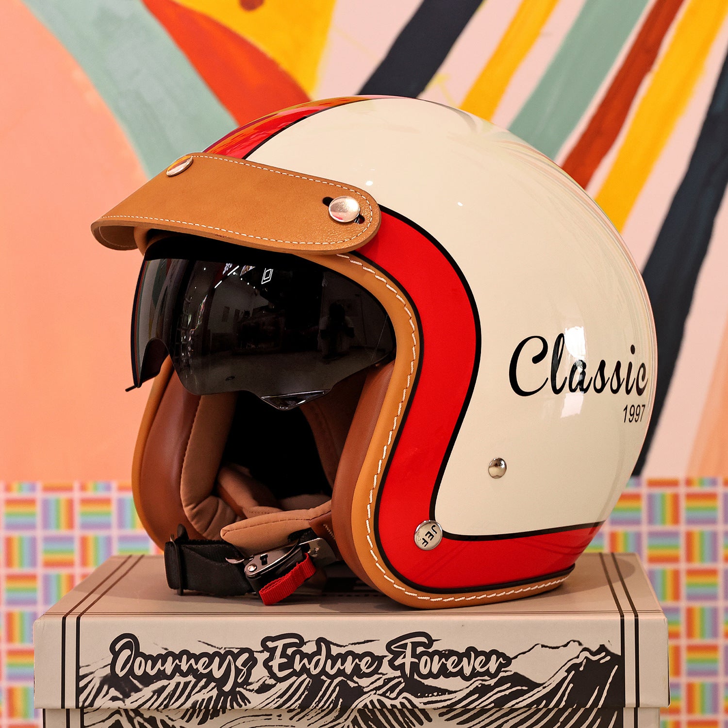 Retro floral graffiti motorcycle helmet-I54