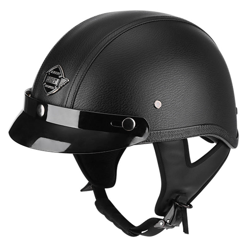 Vintage Handmade PU Leather Half-Helmet-I249