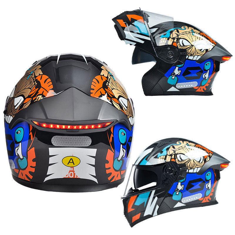 Cyberpunk Neon-Patterned Modular Motorcycle Helmet-I85