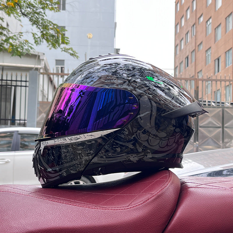 Flip-up helmet dual-lens motorcycle helmet-I174