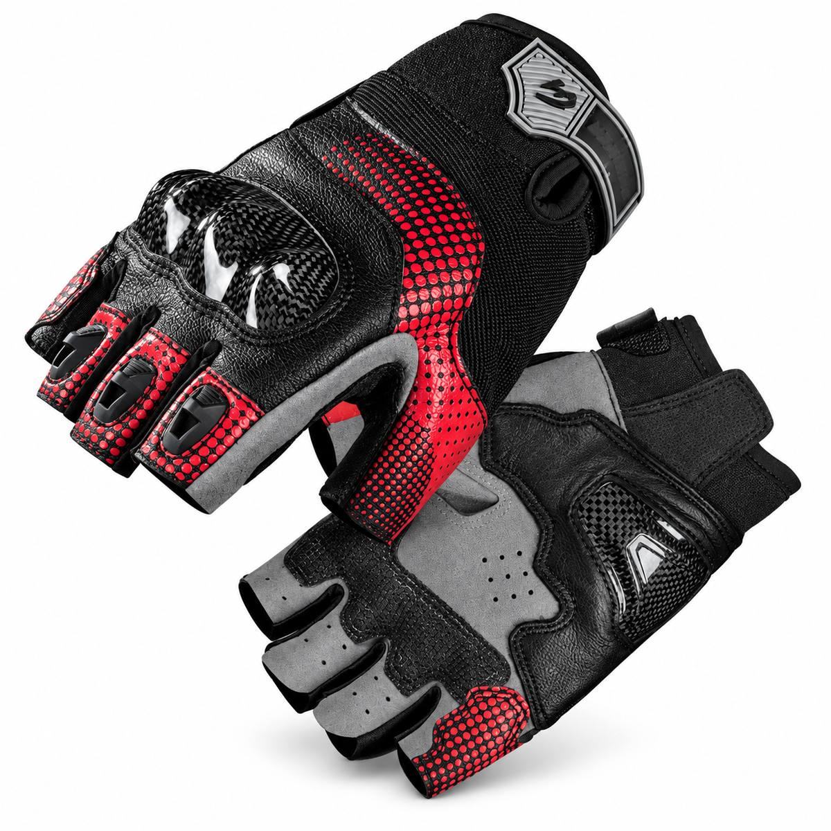 KTVMOTO Carbon Fiber Fingerless Motorcycle Gloves, Anti-Slip-G107
