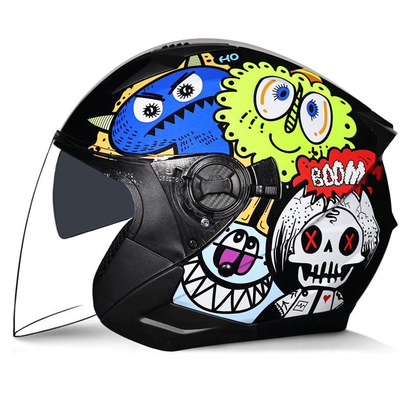 DOT certified dual-lens retro open-face motorcycle helmet-I55