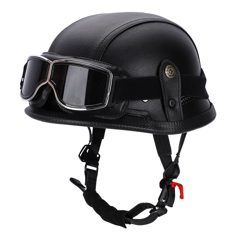 Retro leather cruiser motorcycle half helmet- I15