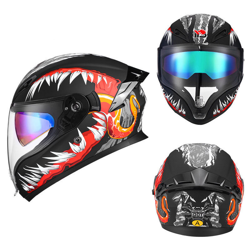 Double-lens pattern full-face motorcycle helmet-I82