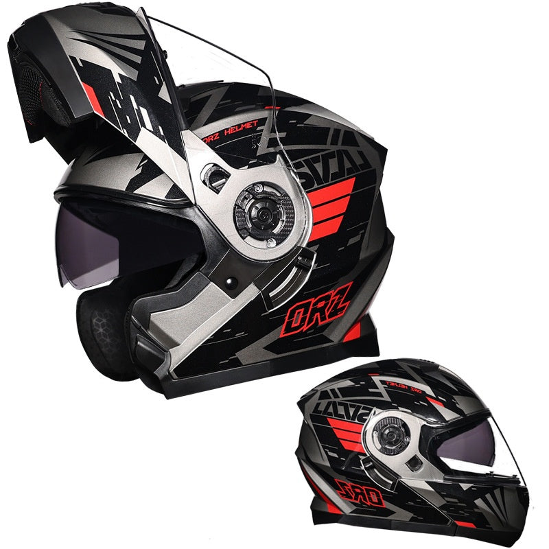 DOT-Certified Dual-Visor Modular Racing Motorcycle Helmet-I214