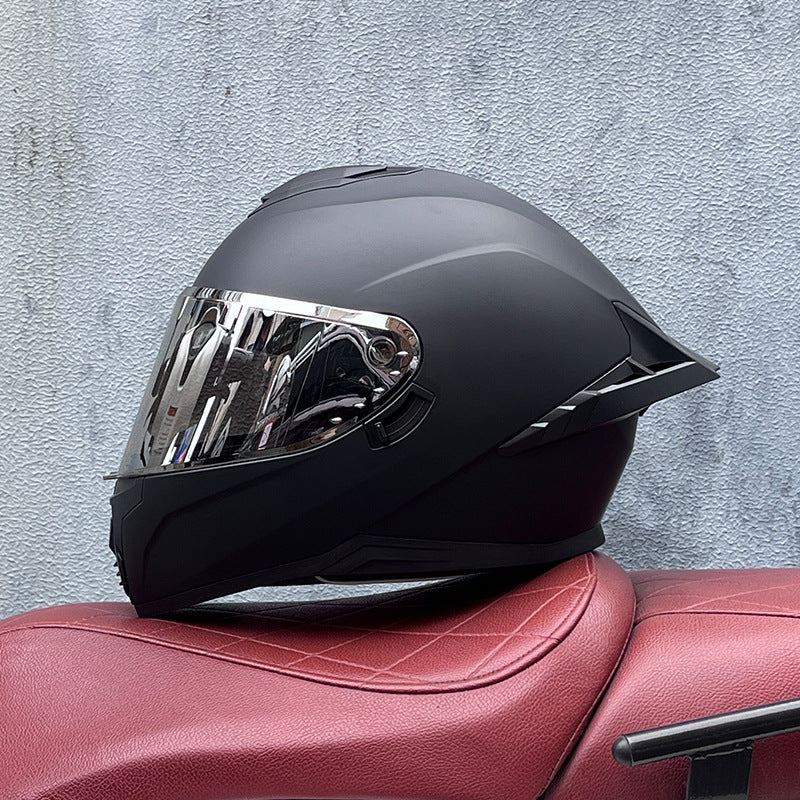 Full-face motorcycle helmet with dual visors (silver visor)-I193