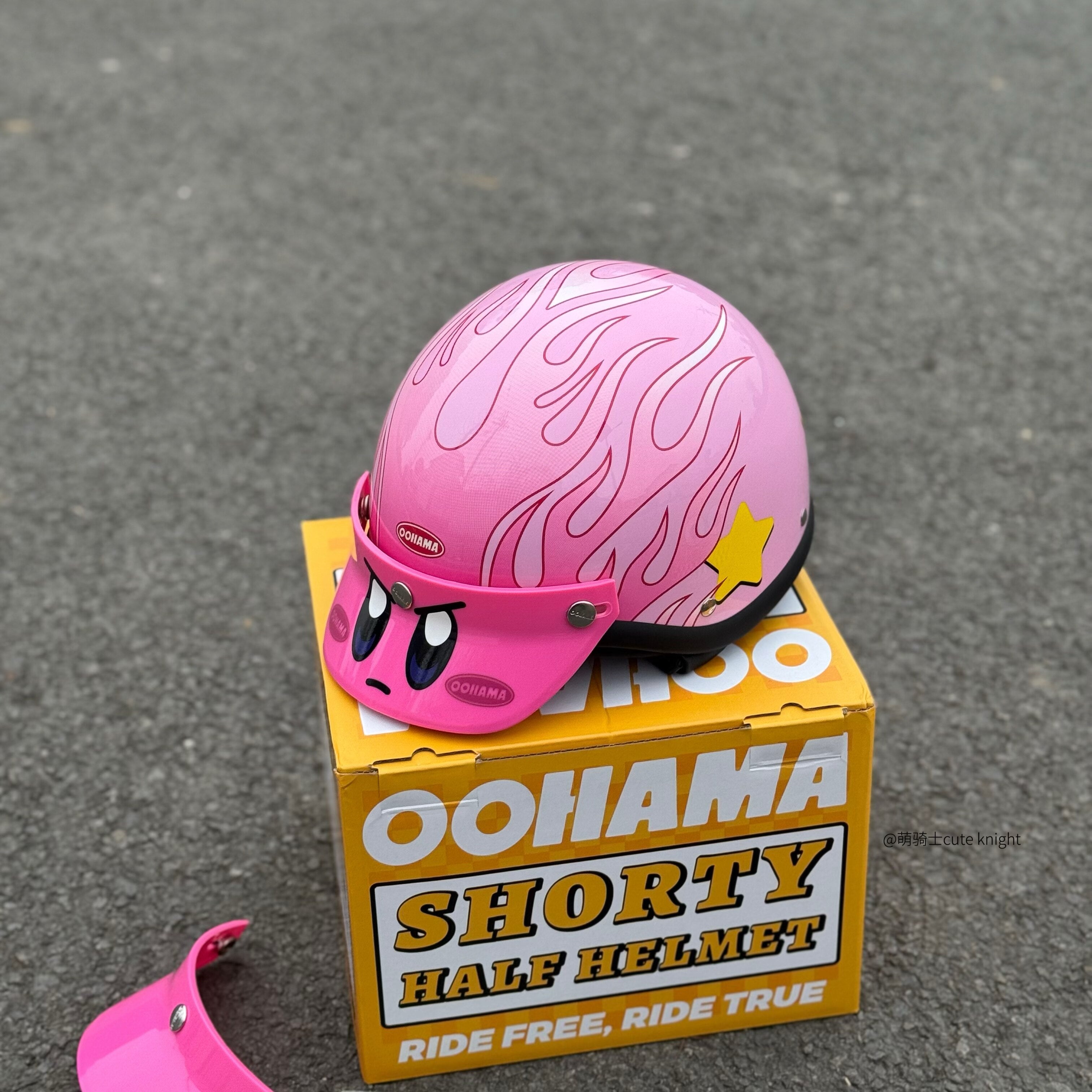 Pink Flame Open Face Motorcycle Helmet for Women Scooter-I39