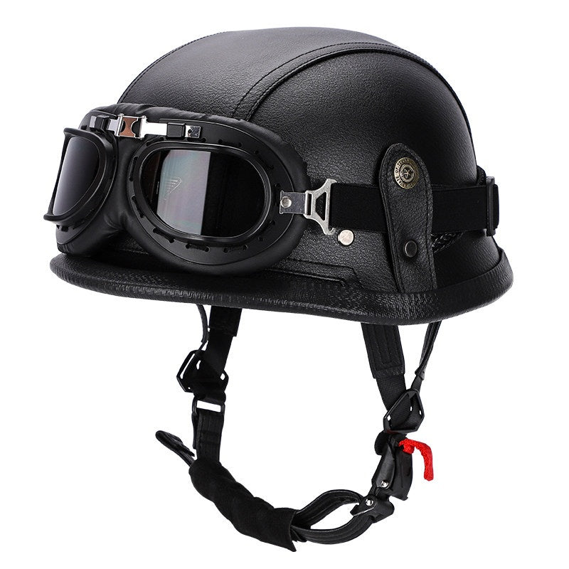 Retro leather cruiser motorcycle half helmet- I15
