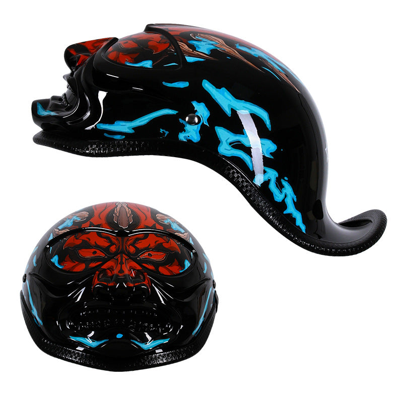 Classic ducktail motorcycle half-helmet Harley style — I41