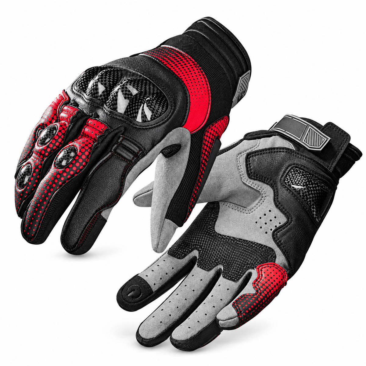 KTVMOTO Carbon Fiber Fingerless Motorcycle Gloves, Anti-Slip-G107