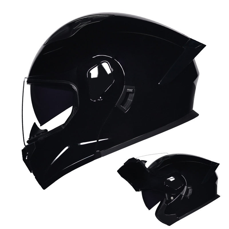 Flip-up motorcycle helmet with dual visors and iridescent coating-I183