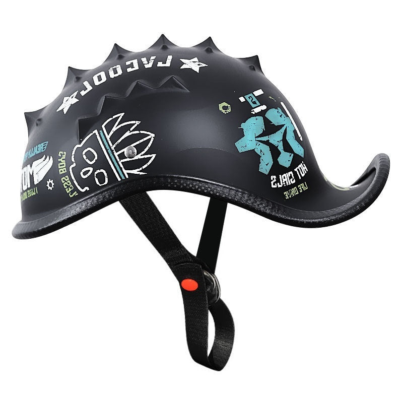 KTVMOTO Vintage Motorcycle Half Helmet with Mohawk Design for Riders-I276