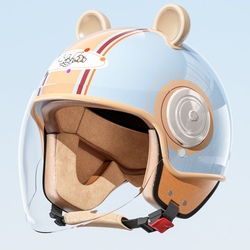 Cute bear ear convertible motorcycle helmet for kids-I79