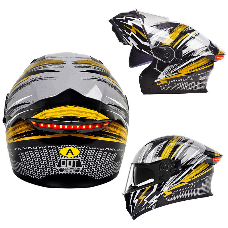 Cyberpunk Neon-Patterned Modular Motorcycle Helmet-I85