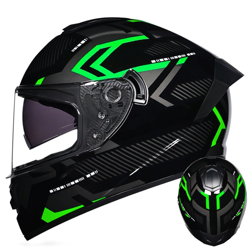 High-end sport-style full-face motorcycle helmet with dual visors-I159