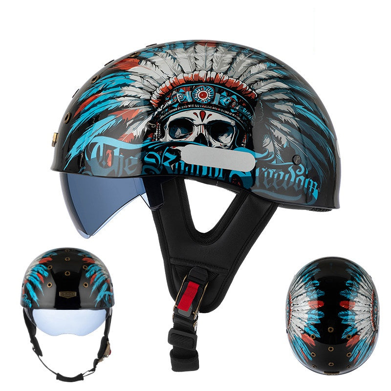 Retro half helmet with nine ventilation holes - I28