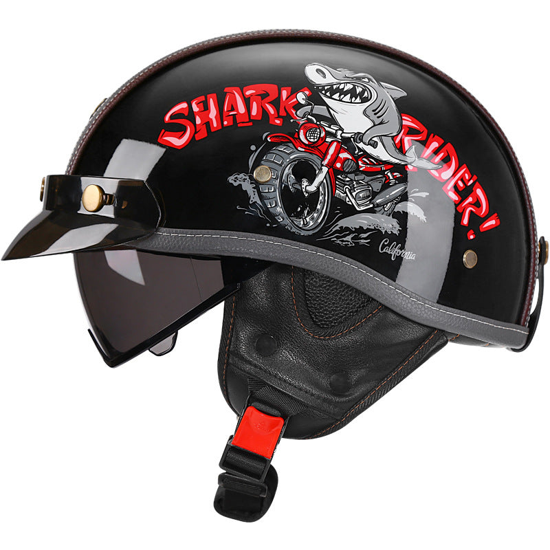 Retro-style cruiser motorcycle helmet-I50