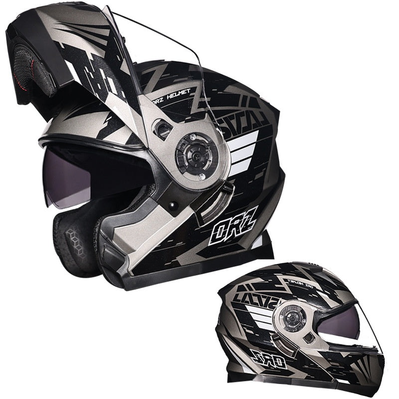 DOT-Certified Dual-Visor Modular Racing Motorcycle Helmet-I214