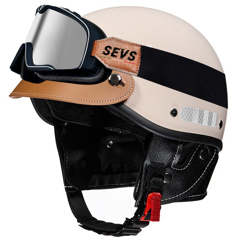 Retro cruiser half helmet with earmuffs- I16