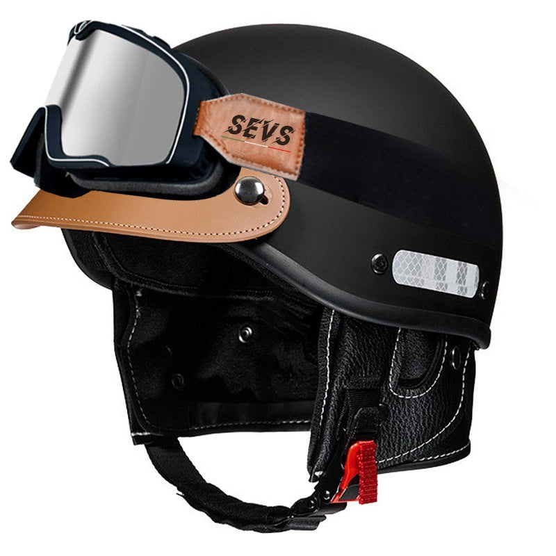 Retro cruiser half helmet with earmuffs- I16