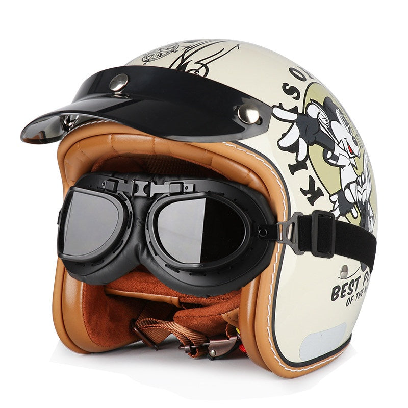 DOT Motorcycle Helmet 3/4 Half Helmet-I17