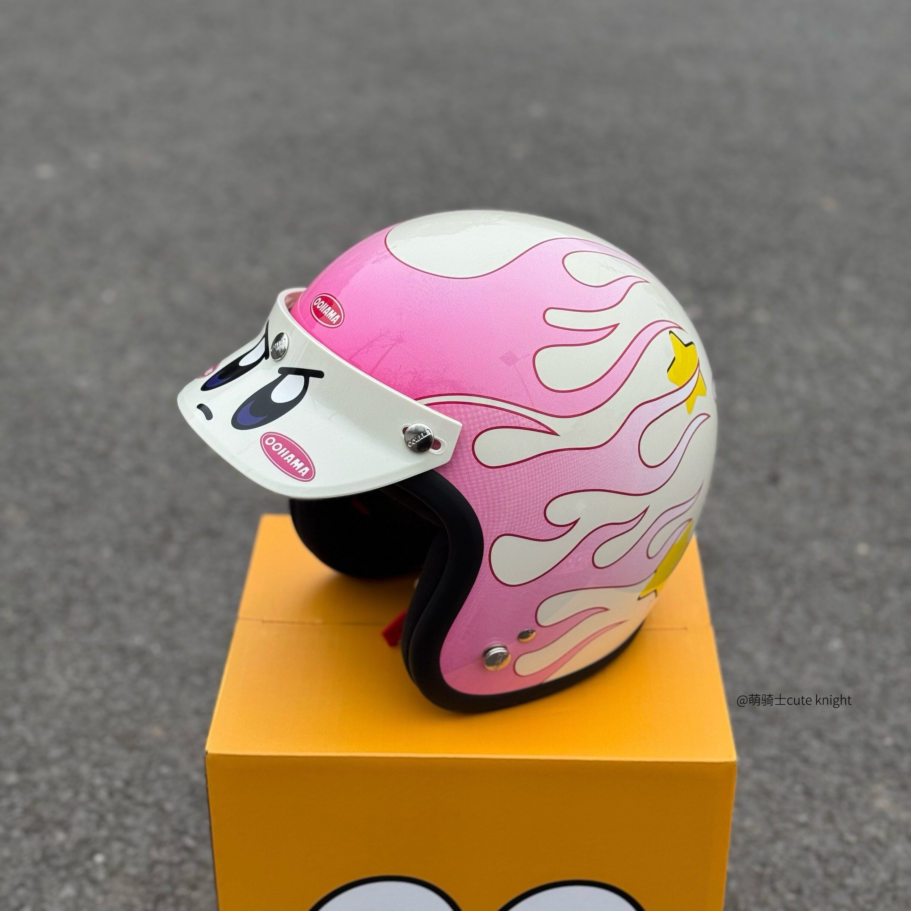 Pink Flame Open Face Motorcycle Helmet for Women Scooter-I39