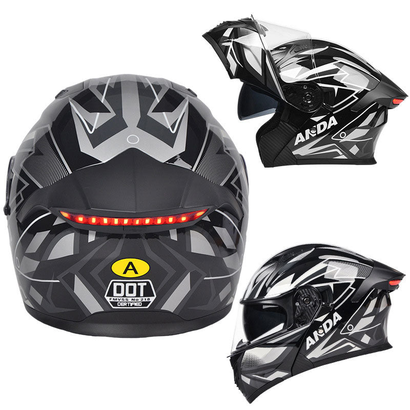 Cyberpunk Neon-Patterned Modular Motorcycle Helmet-I85