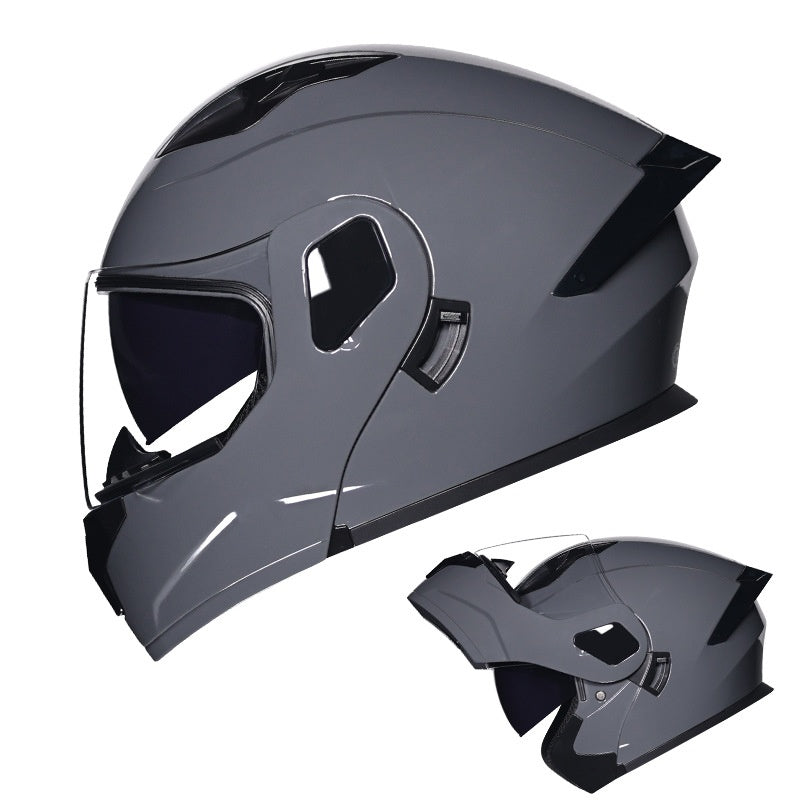 Flip-up motorcycle helmet with dual visors and iridescent coating-I183