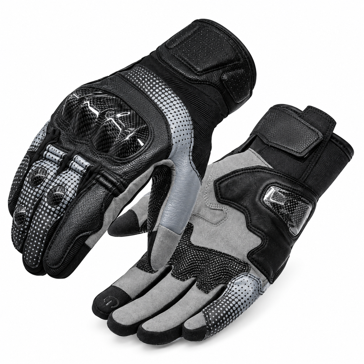 KTVMOTO Carbon Fiber Fingerless Motorcycle Gloves, Anti-Slip-G107