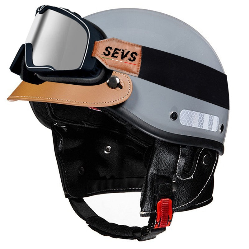 Retro cruiser half helmet with earmuffs- I16