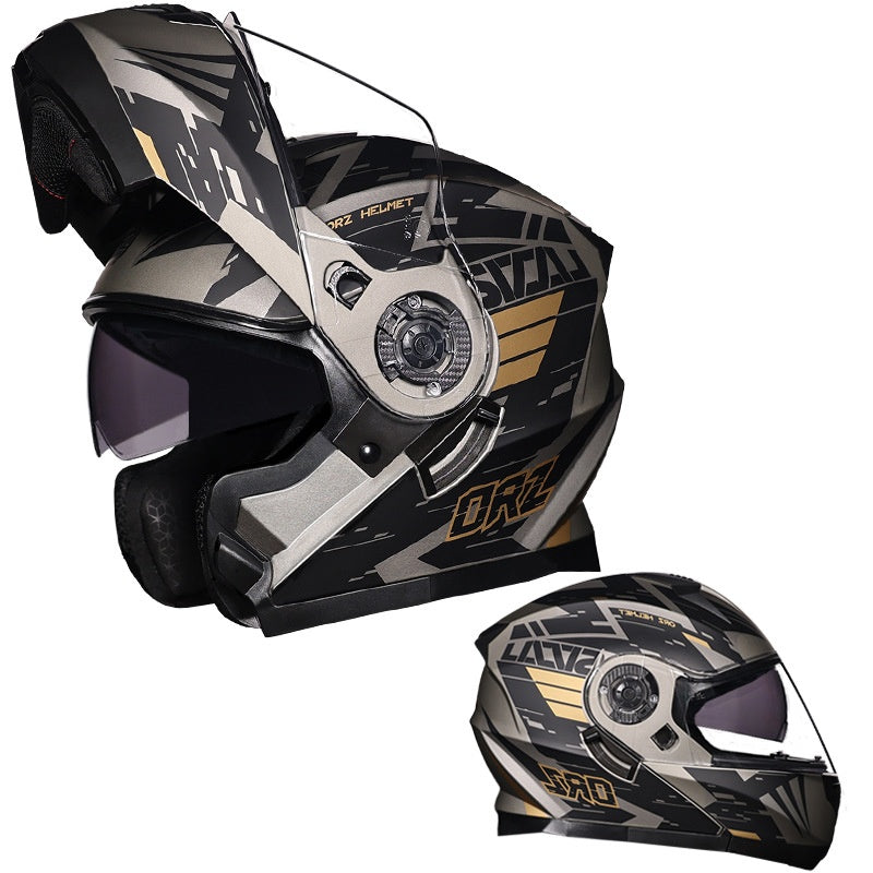DOT-Certified Dual-Visor Modular Racing Motorcycle Helmet-I214