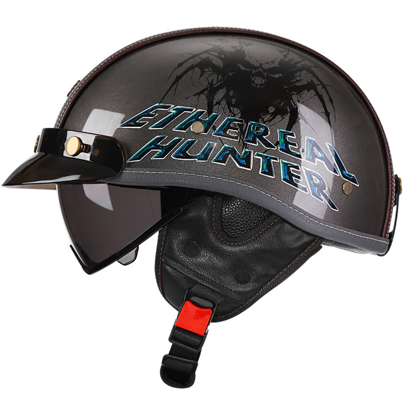 Retro-style cruiser motorcycle helmet-I50