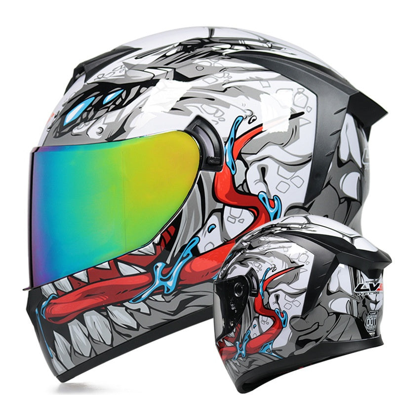 Full-face motorcycle helmet with dual visors-I204