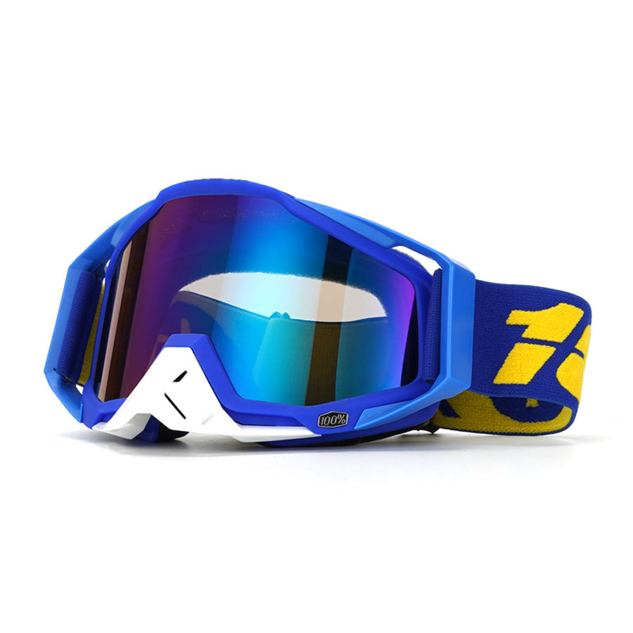 Impact-resistant blue motocross goggles-H09