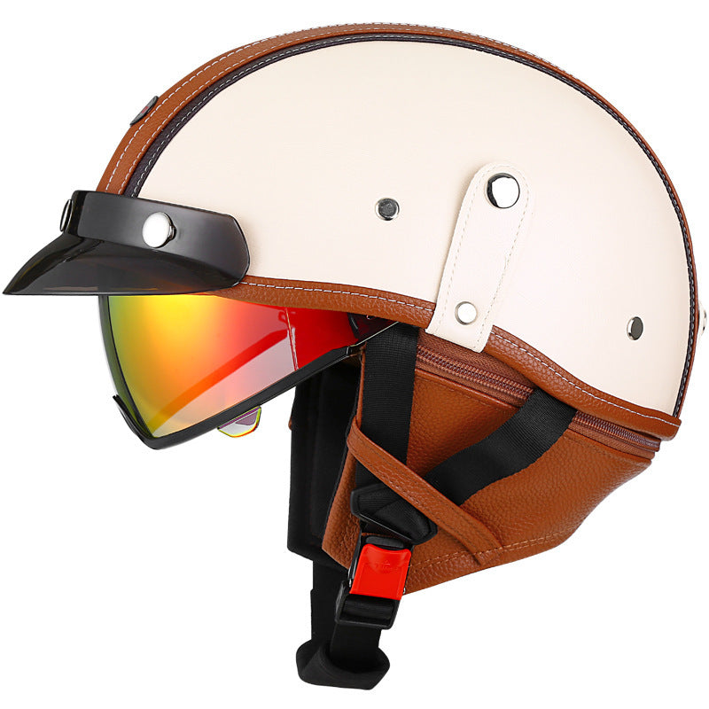 Classic Retro Leather Motorcycle Helmet – I35
